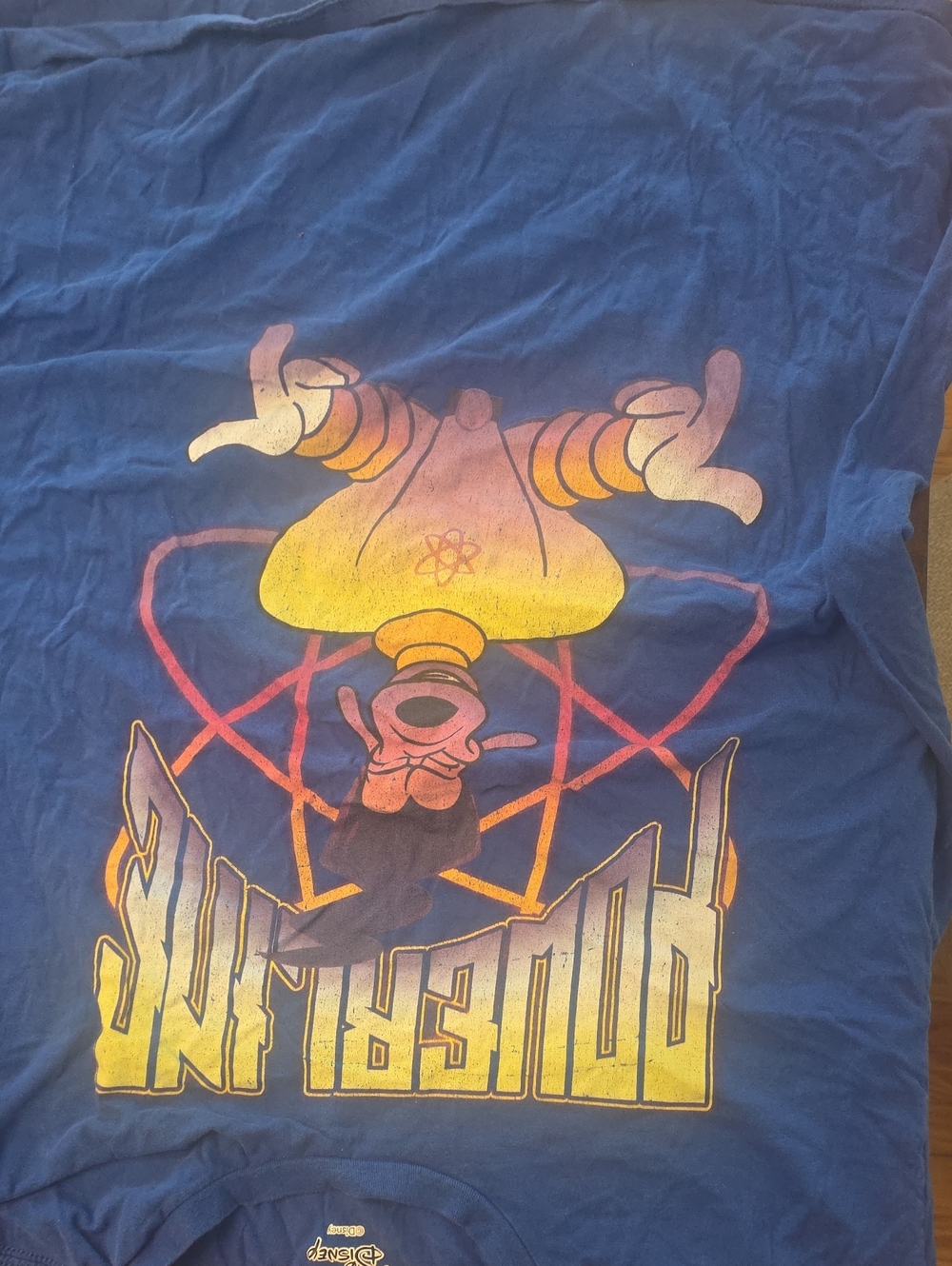 Disney Blue Short Sleeve Tee with Yellow & Pink Gradient Graphic